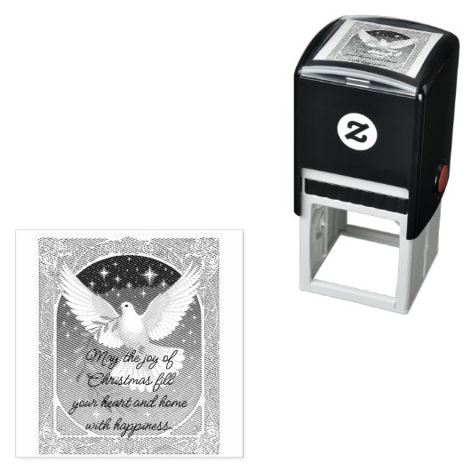 Tampon Auto-encreur Peace Dove With Olive Sprig Decor Greeting Card (En situation)