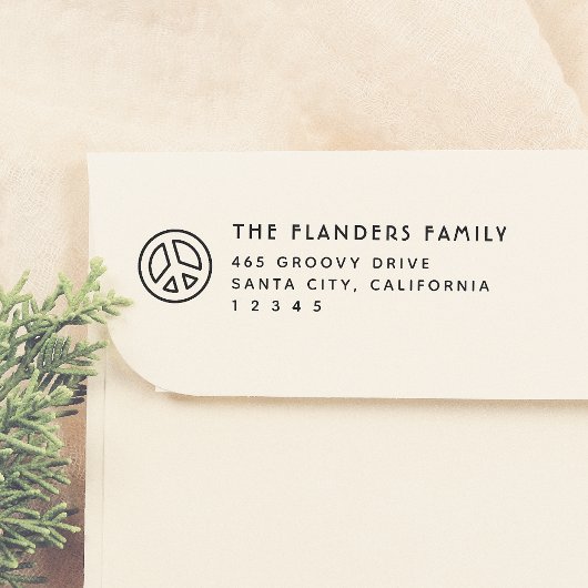 Tampon Auto-encreur Peace Retro Nom de famille Sans-Serif Adresse de r