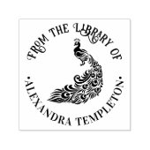 Tampon Auto-encreur Peacock Silhouette #4 "From the Library of" Nom (Design)