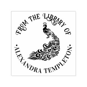 Tampon Auto-encreur Peacock Silhouette #4 "From the Library of" Nom