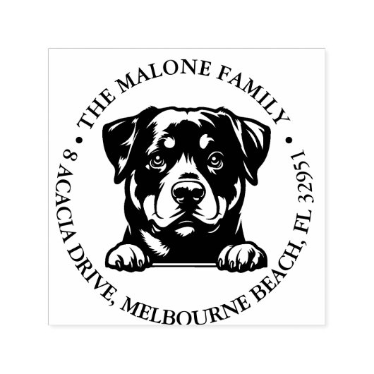 Tampon Auto-encreur Peeking Rockweiler Puppy Thème personnalisé (Design)