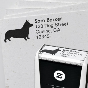 Tampon Auto-encreur Pembroke Welsh Corgi Silhouette Adresse de retour