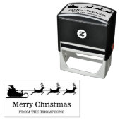 Tampon Auto-encreur Père Noël Sleigh Et Rennes Avec Texte Personnalisé (En situation)