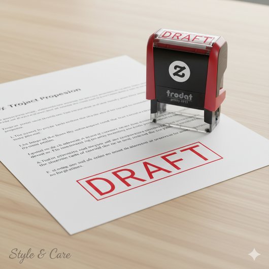 Tampon Auto-encreur Personalized DRAFT Label Self Inking Stamp Design