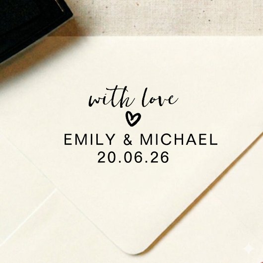 Tampon Auto-encreur Personalized Love Script Wedding Name Stamp