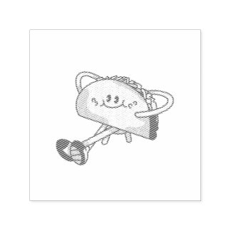 Tampon Auto-encreur Personnage de mascotte de taco vert mignon qui mar
