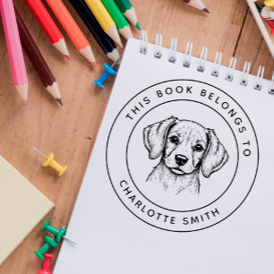 Tampon Auto-encreur Personnalisé Baby Beagle Ce livre appartient au no