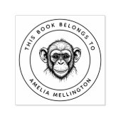 Tampon Auto-encreur Personnalisé Baby Chimp Ce livre appartient au nom (Design)