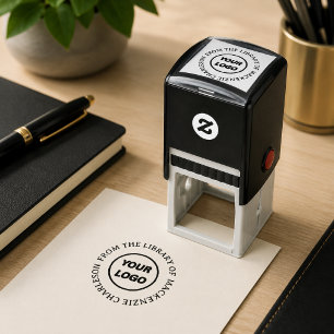 Tampon Auto-encreur Personnalisé De la bibliothèque de monogramme livr