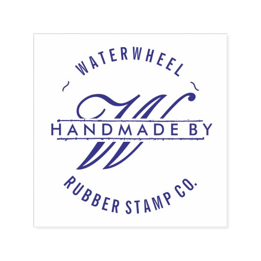 Tampon Auto-encreur Personnalisé "Handmade By" avec Monogramme (Design)
