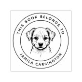Tampon Auto-encreur Personnalisé Mignonne Chiot Ce Livre Appartient Au (Design)