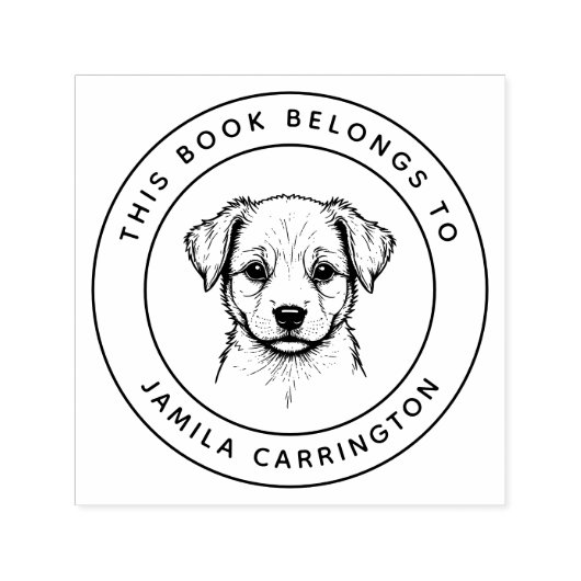 Tampon Auto-encreur Personnalisé Mignonne Chiot Ce Livre Appartient Au (Design)