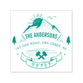 Tampon Auto-encreur Personnalisé Rustic Mountain Nom de famille Adress (Design)