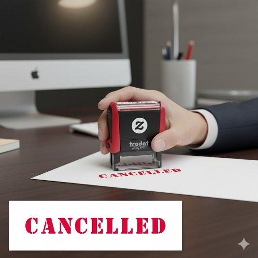 Tampon Auto-encreur Personnalisé Simple ANNULÉ Rouge