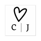 Tampon Auto-encreur Personnalisé Unique Monogramme Coeur d'Amour (Design)