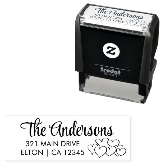 Tampon Auto-encreur Personnaliser la famille Coeurs Script Retourner l (En situation)