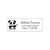 Tampon Auto-encreur Petit Panda mignon tenant une adresse en bambou (Design)