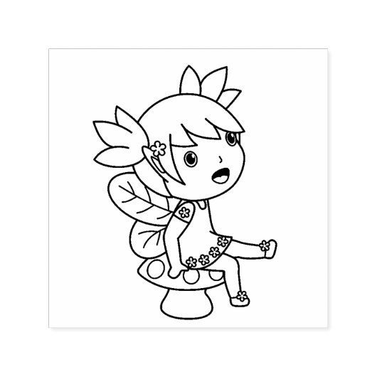 Tampon Auto-encreur Petite fée sur un tabouret (Design)