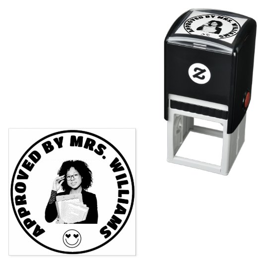 Tampon Auto-encreur Photo personnalisée de l'enseignant approuvé (En situation)