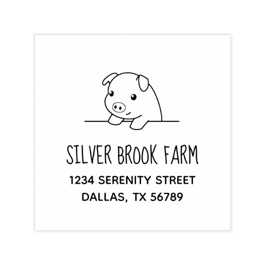 Tampon Auto-encreur Pig Peeeout Farm Business Address (Design)