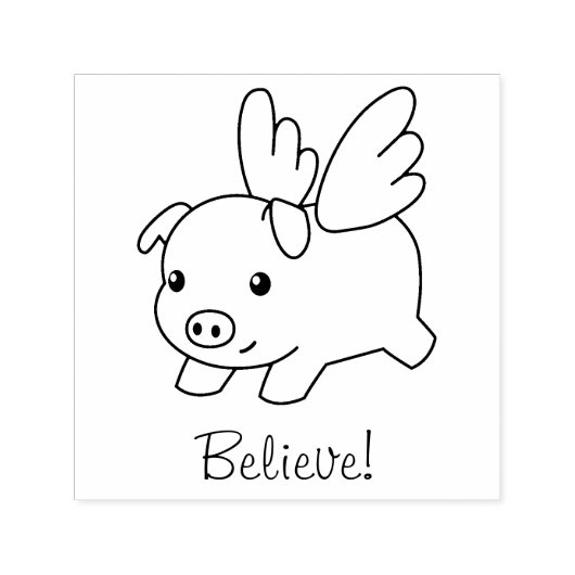 Tampon Auto-encreur Pig volant - Croyez, Piglet avec ailes (Design)