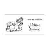 Tampon Auto-encreur Pile de livres, Livre ouvert, Fleurs - Plaque (Design)