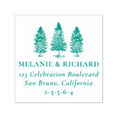 Tampon Auto-encreur Pine Trees & Custom Names Mariage Adresse de retou (Design)