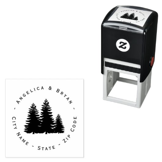 Tampon Auto-encreur Pine Trees Retourner l'adresse Stamp autoportant (En situation)