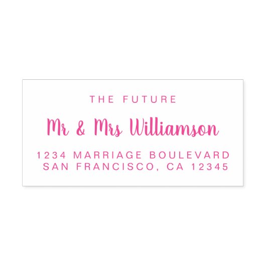 Tampon Auto-encreur Pink Script Future M. Mme Mariage Adresse de retou (Design)