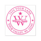 Tampon Auto-encreur Pink Simple Nom de famille Monogramme (Design)
