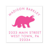 Tampon Auto-encreur Pink Triceratops Dinosaur Cute Kid Adresse de reto (Design)