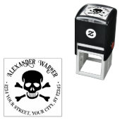 Tampon Auto-encreur Pirate Skull and Crossbones Nom Adresse de retour (En situation)