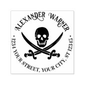 Tampon Auto-encreur Pirate Skull Crossed Mots Nom Adresse de retour (Design)