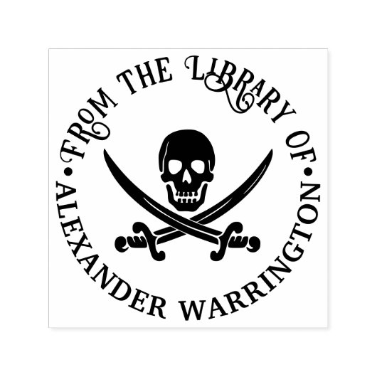 Tampon Auto-encreur Pirate Skull Crossed Swords Goth Library Livre (Design)