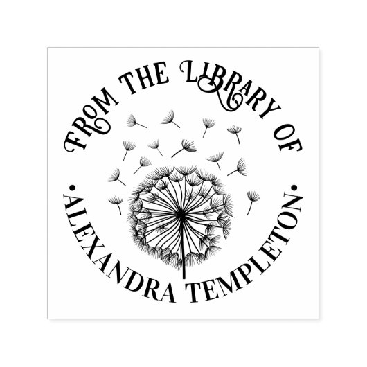 Tampon Auto-encreur Pissenlit simple, graines dans le vent Nom du livr (Design)