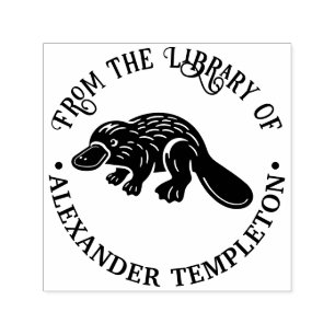 Tampon Auto-encreur Platype à bec de canard #2P Nom du livre de biblio