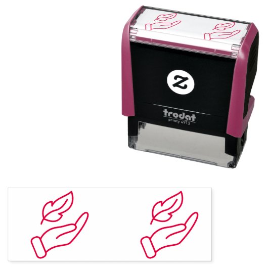 Tampon Auto-encreur Plumes à goutte manuelle (En situation)