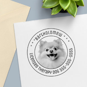 Tampon Auto-encreur Pomeranian Chien Animaux de Compagnie photo Round