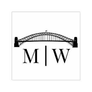 Tampon Auto-encreur Pont de Sydney Couple Mariage Simple 2 Initial