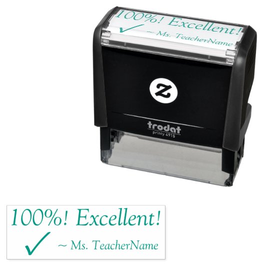 Tampon Auto-encreur Positif "100%! Excellent !" Timbre en caoutchouc d (En situation)