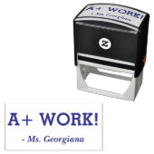 Tampon Auto-encreur Positive "A+ TRAVAIL !" + Nom de l'enseignant Timb (En situation)
