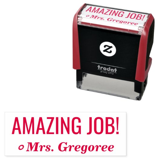 Tampon Auto-encreur Positive "JOB EXTRAORDINAIRE !" Marquage du tampon (En situation)