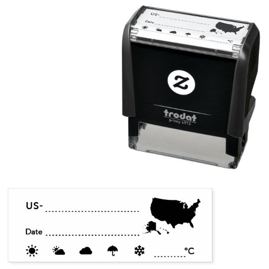 Tampon Auto-encreur Postcrossing ID US America Weather Date C (En situation)