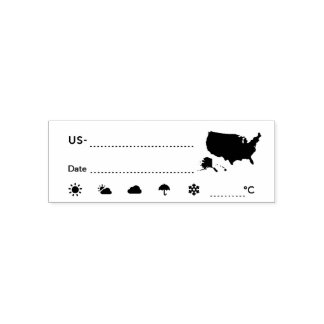 Tampon Auto-encreur Postcrossing ID US America Weather Date C