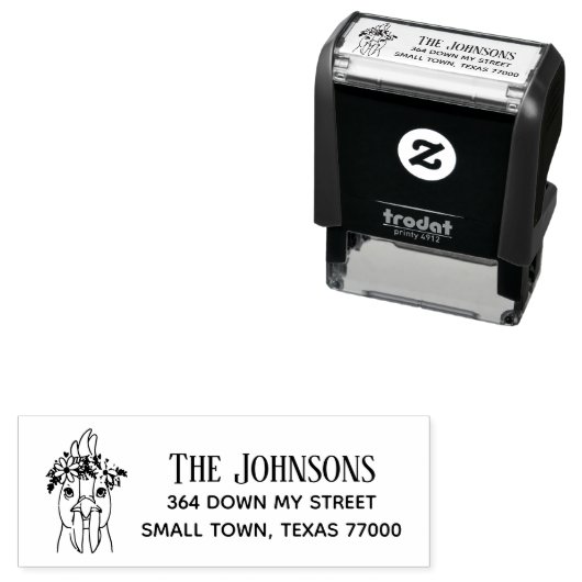 Tampon Auto-encreur Poulet floral mou, scénarisé à la main (En situation)