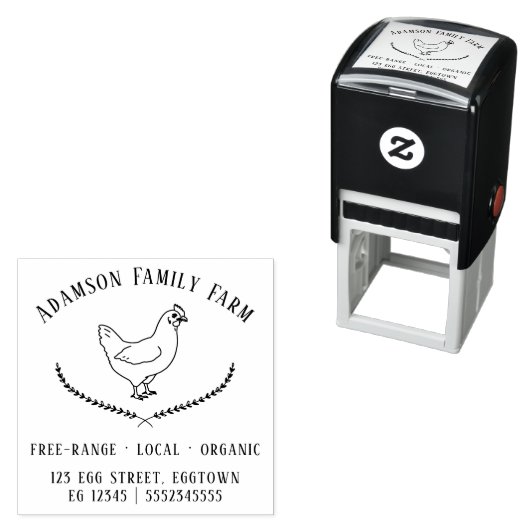 Tampon Auto-encreur Poulet Russe Ferme Hen Egg Carton (En situation)