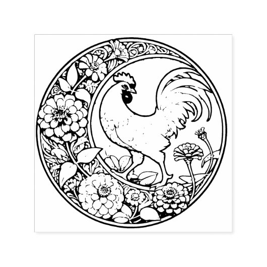 Tampon Auto-encreur Poulet Vintage (Design)