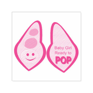 Tampon Auto-encreur Prêt pour la pop bébé fille Baby shower de pois ro