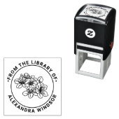 Tampon Auto-encreur Pretty Cherry Blossom Blooms Library Book Name (En situation)
