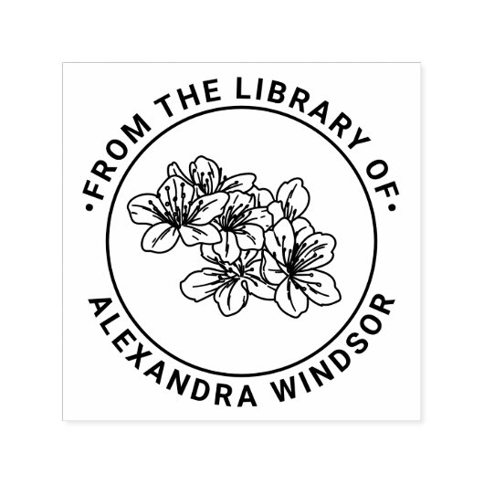 Tampon Auto-encreur Pretty Cherry Blossom Blooms Library Book Name (Design)